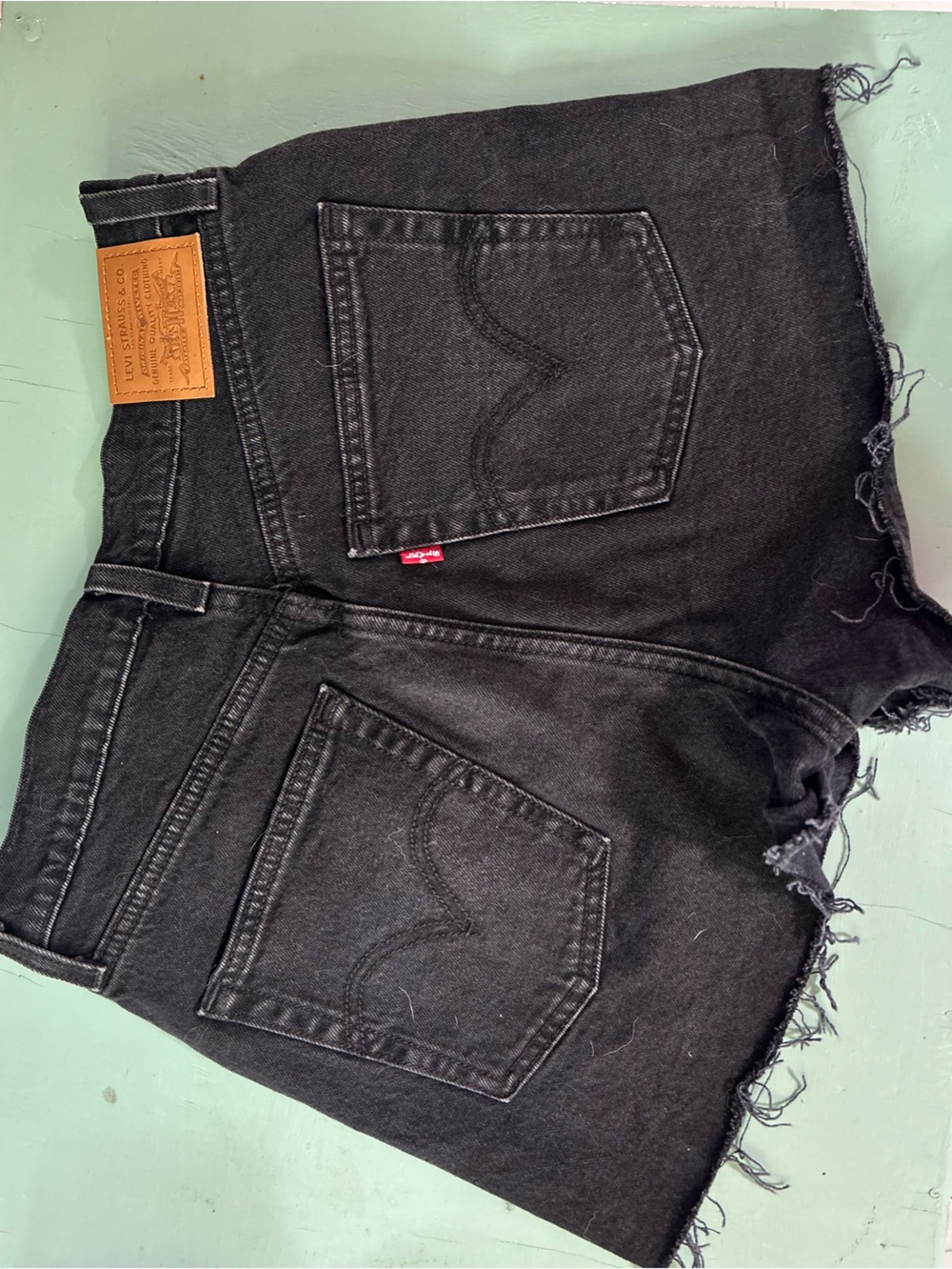 Levi's Black Denim Cutoff Shorts with Raw Hem